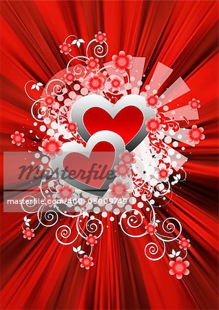 Grunge Valentine card on red