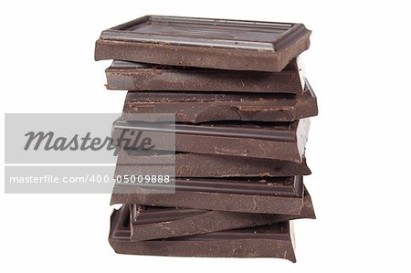 bitter chocolate,  photo on the white background