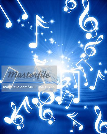 music notes on a soft blue background