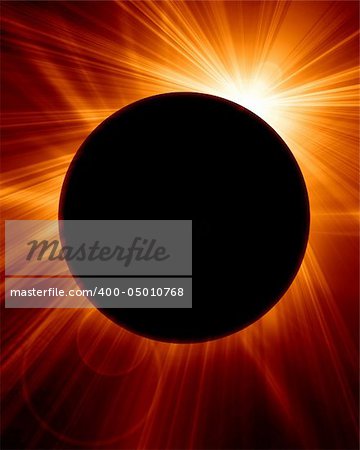 solar eclipse on a bright orange background