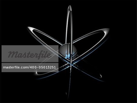 Illustration of an atom isolated over black