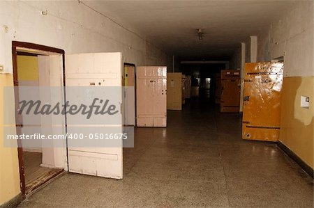 Corridor/passage in prison, with opened doors