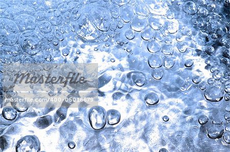 blue water drops and bubbles