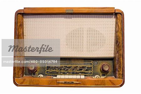 old radio isolated in white