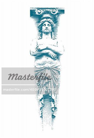 Female statue on the Grunge style. Vector illustration.