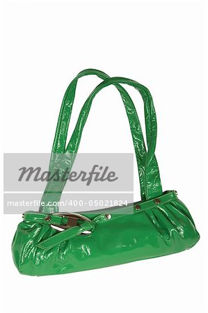 Modern green female bag on a white background