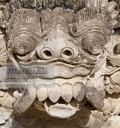Barong carving on a Balinese temple