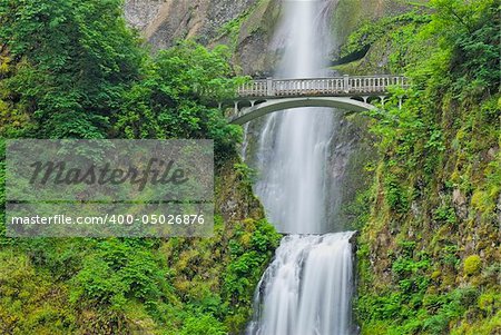 Famous waterfall with photogenic bridge