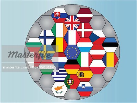 A vector representing europe and countries flag in a ball