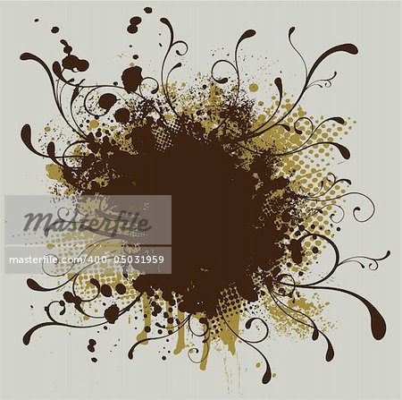 Abstract floral illustration with ink blots and an area to add your own text