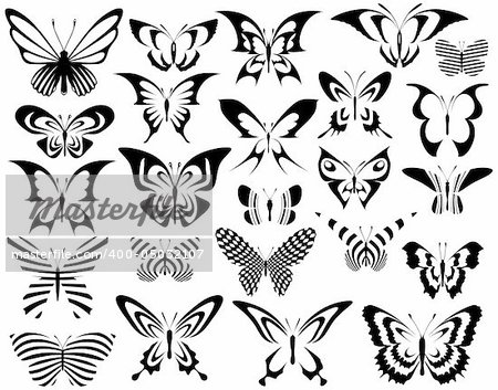 Set of editable vector generic butterfly designs