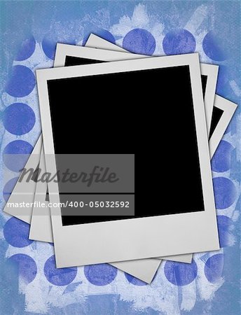 three blank photo frames against dirty rough grunge background