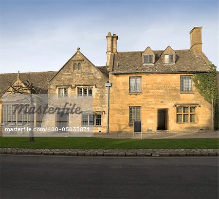 Town houses on the  high street broadway cotswolds worcestershire uk.