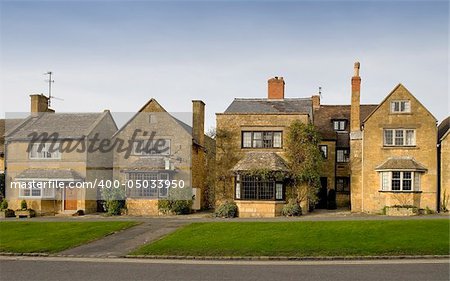 Town houses on the  high street broadway cotswolds worcestershire uk.
