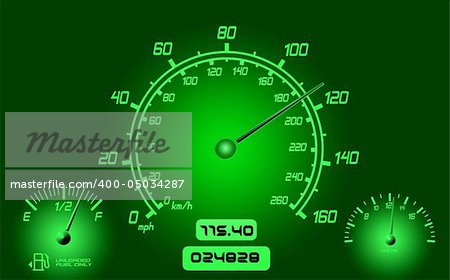 Computer generated  instrument panel with dials needles and gauges.