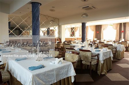 Beautiful and luxurious restaurant in modern hotel