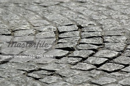 cobblestones in focus and blur