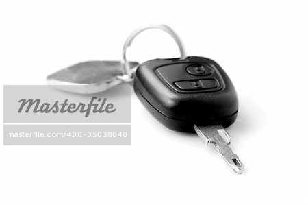 set of car keys over white background