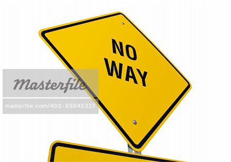 No Way road sign isolated on a white background. Contains clipping path.