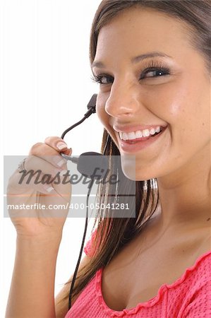 happy woman with headset