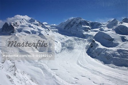 Alpine glacier scene (Wallis, Switzerland).