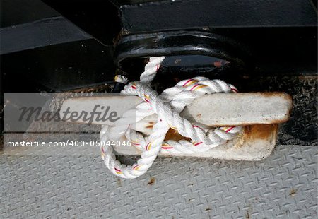 Anchor and rope onboard ferry