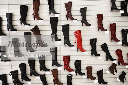 Sales of fashionable footwear in shoe store