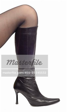 Woman leg in stocking isolated over white background