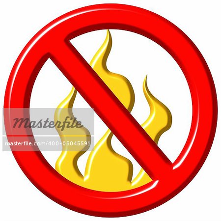 No fire sign isolated in white