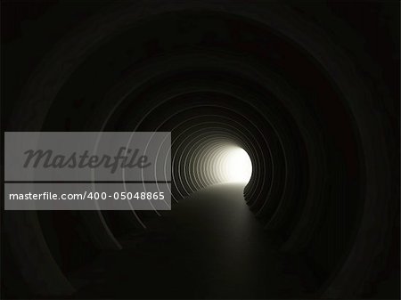 dark tunnel view with light