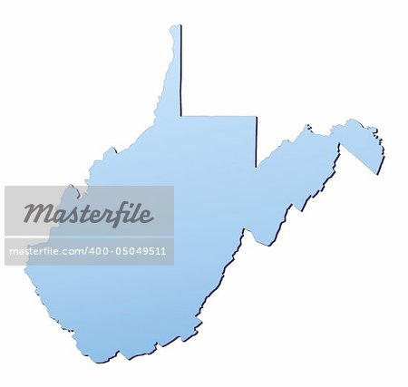 West Virginia(USA) map filled with light blue gradient. High resolution. Mercator projection.