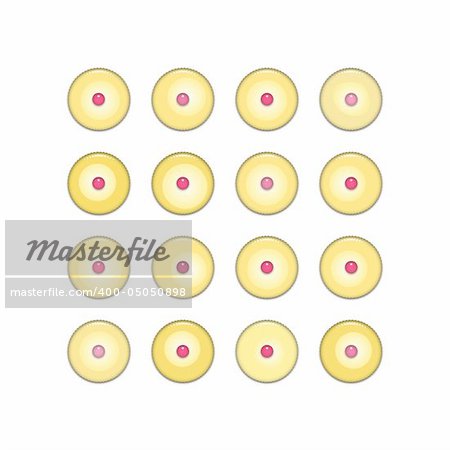 Cupcakes with frosting and a cherry on top, isolated on white