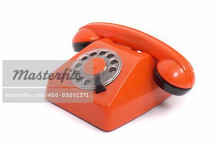 old orange phone on the white background