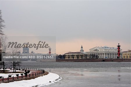 Neva river in Saint Petersburg In overcast spring day