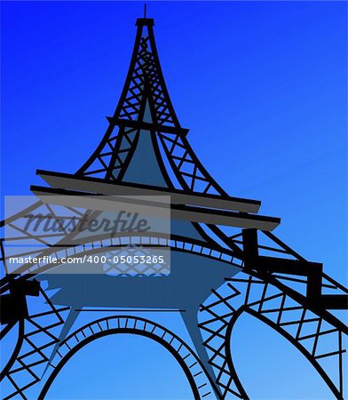 Illustration of eifel tower in blue background