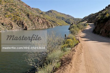 Dirt road along the Salado River, Apache Trail, northeast of Phoenix, Arizona