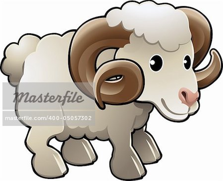A cute ram sheep farm animal vector illustration