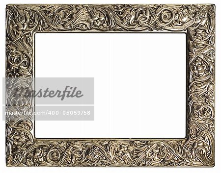 empty silver frame. isolated on white.