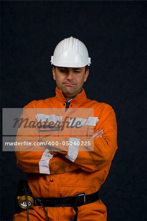 Concept: Worker thinking how to solve a problem stock photo