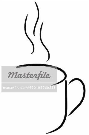 coffee mug or tea cup abstract in black and white
