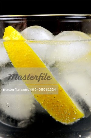 Soda water with slice of lemon