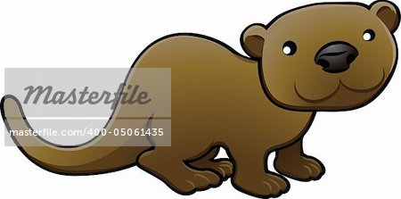 A vector illustration of a sweet friendly otter