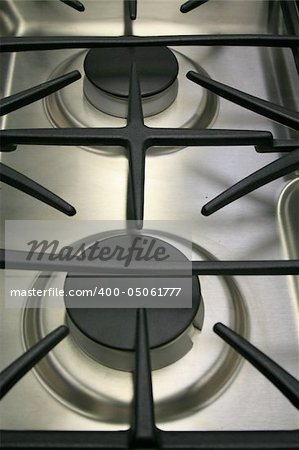 Close up of a new kitchen stove.