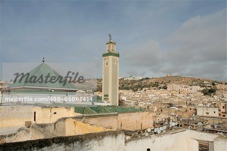 Landscape of city Fez in Morocco, Africa. Part of UNESCO world heritage