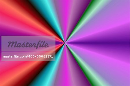 Abstract, radial, futuristic background in red, purple, pink, green, blue