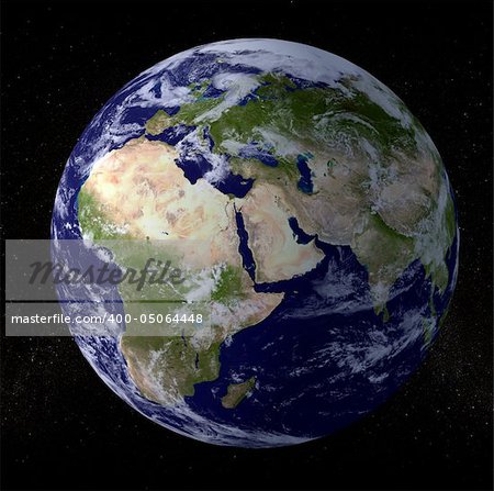 3d rendering of the globe in the space