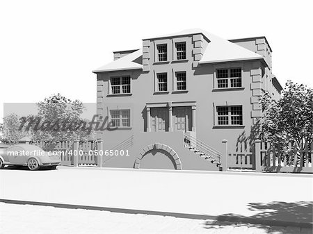 modern luxury blank house (3D exterior render)