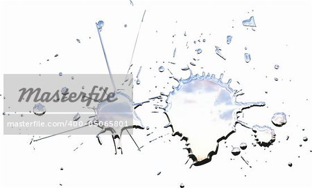 Isolated abstract chrome melt splashes