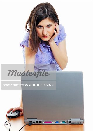 attractive young woman working with the computer