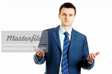 goodlooking young businessman explaining something to you